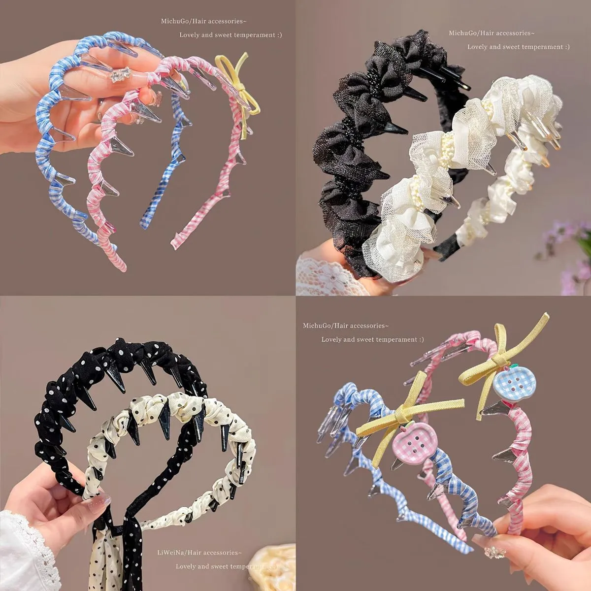 Crown-Lifting Wavy Toothed Headband for Women – Flyaway Hair Tamer with Volumizing Texture, Anti-Slip Spa Hair Hoop for Face Washing & Daily Styling